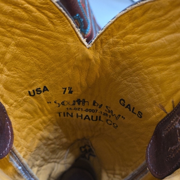 Tin Haul SOUTH BY SW Brown Leather Western Boots with WOLF SOLE 7.5 - Picture 6 of 7